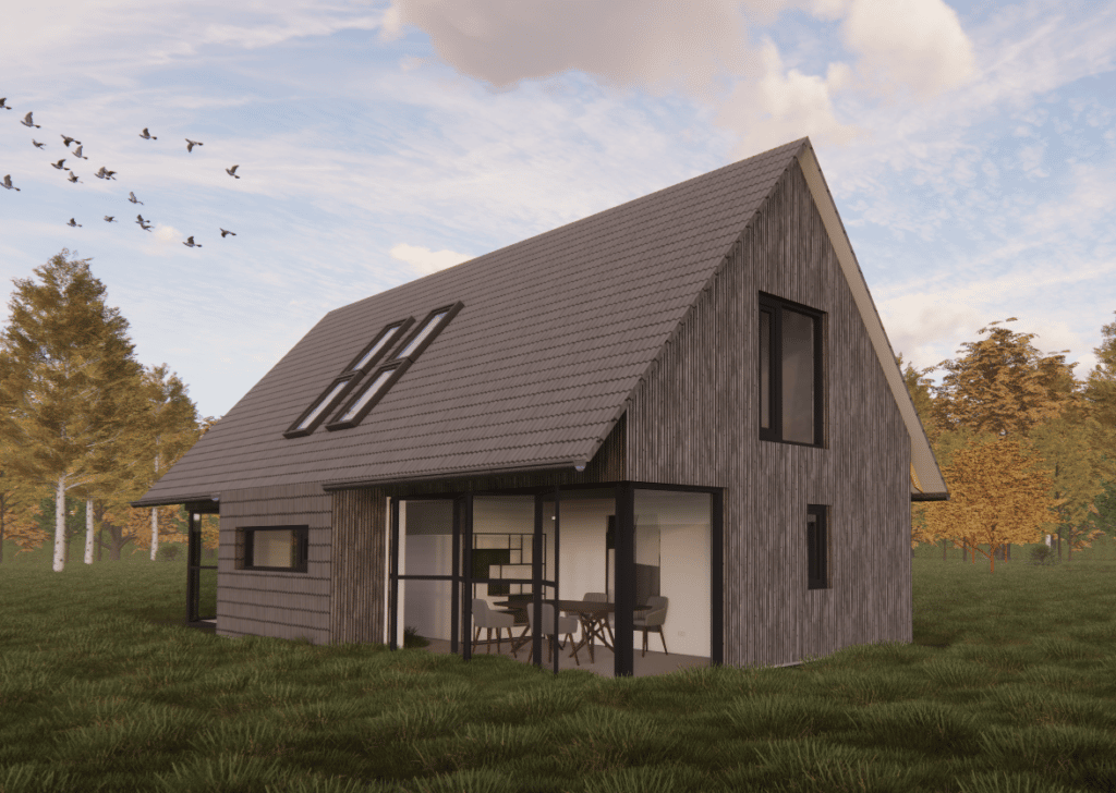 Houten huis laten bouwen: woning in houtskeletbouw met houten gevelbekleding